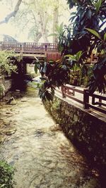 Footbridge over canal in city