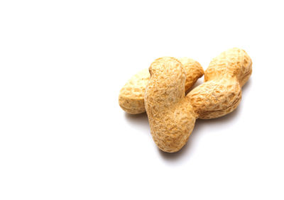 Close-up of cookies against white background