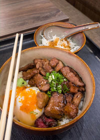 Close-up of food on table