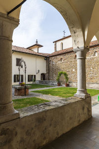 View of temple against building