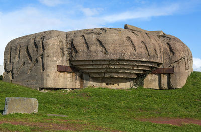 View of ruins of building