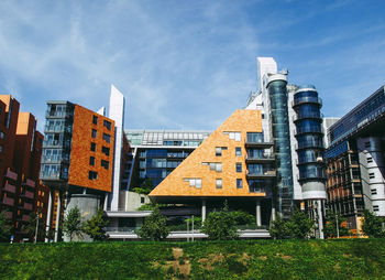 Low angle view of buildings against sky