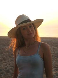 Portrait of a beautiful young woman on beach