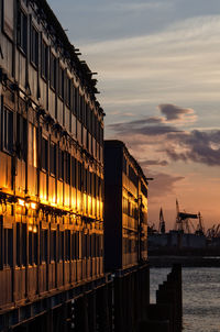 Built structures against sunset