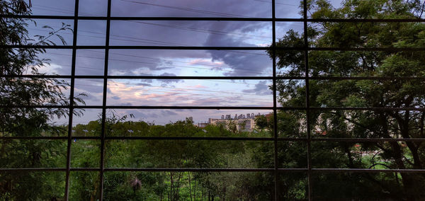 Scenic view of sky seen through glass window