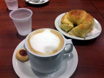 High angle view of coffee on table