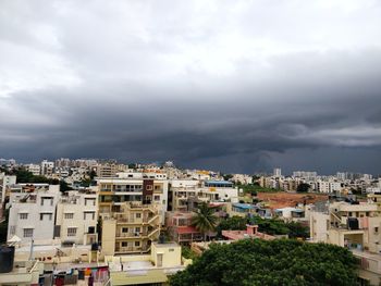 High angle view of townscape against sky