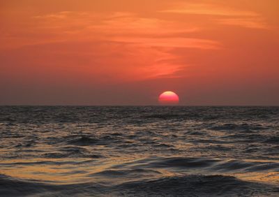 Scenic view of sea at sunset