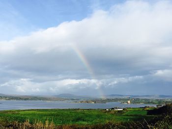 Scenic view of rainbow against sky