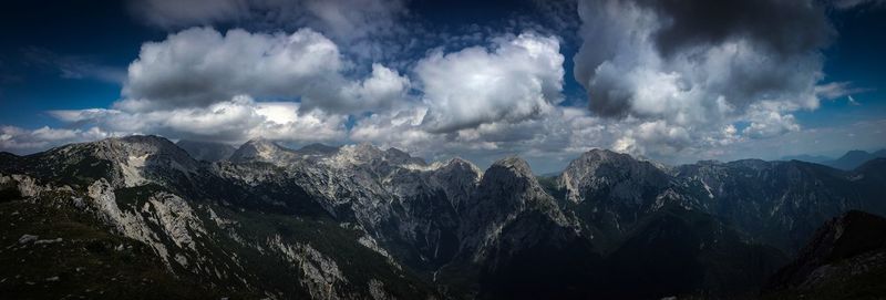 Panoramic view of mountains against sky