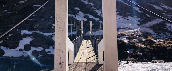 High angle view of frozen lake during winter