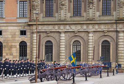 Group of people in front of building