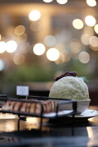 Close-up of cake on table