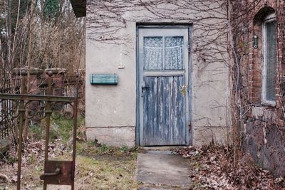 Closed door of house