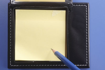 Close-up of pen on table