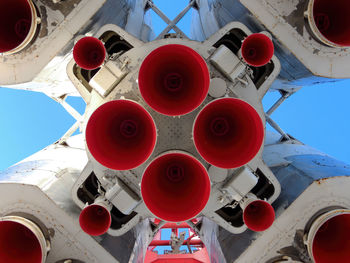 Moscow, russia - sep 20, 2018. vdnh, the model of vostok 8k72k rocket, bottom view