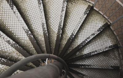 High angle view of spiral staircase