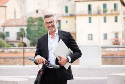 Man wearing mask in city