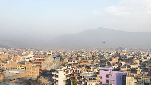 High angle view of townscape against sky
