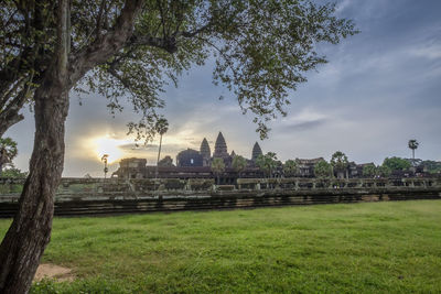 View of temple against cloudy sky