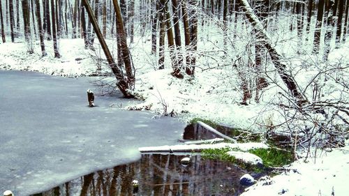Scenic view of frozen lake during winter
