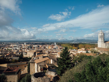 High angle view of townscape against sky