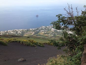 High angle view of a sea