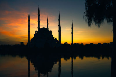 Reflection of temple in sea