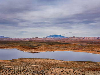 Scenic view of lake against sky