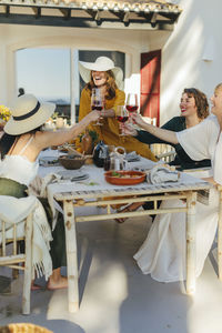 Happy female friends together