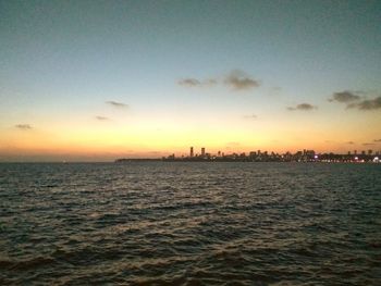 Scenic view of sea against sky during sunset