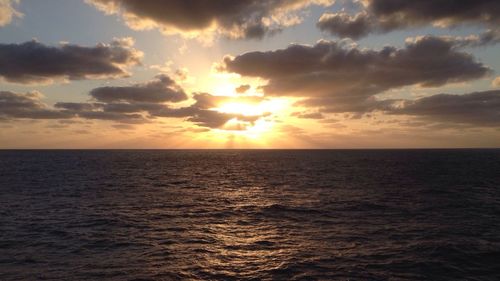 Scenic view of sea at sunset