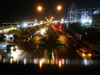 Illuminated street light at night
