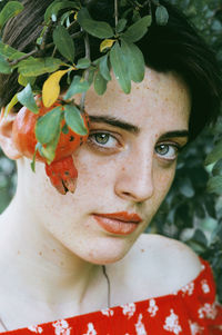 Close-up portrait of a young woman