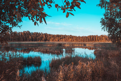Scenic view of lake against sky