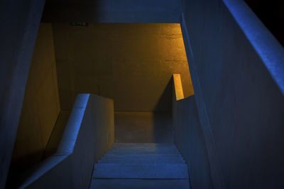 Low angle view of illuminated staircase in building
