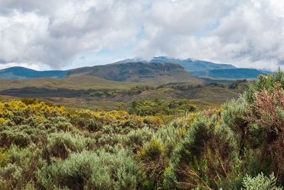 Scenic view of table mountain in chogoria route, mount kenya national park, kenya