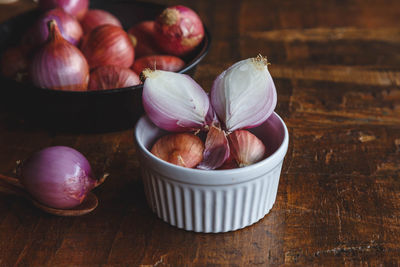 Close-up of vegetables in bowl on table