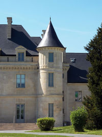 Exterior of building against clear blue sky