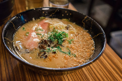 Close-up of soup in bowl