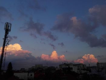 Low angle view of silhouette buildings against sky during sunset