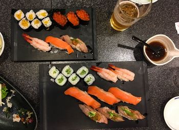 High angle view of sushi