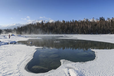 Scenic view of frozen lake against sky