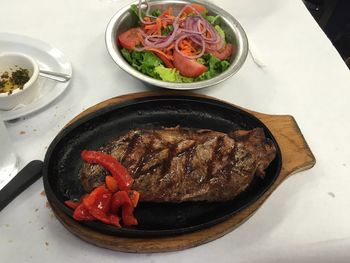 High angle view of meal served in plate