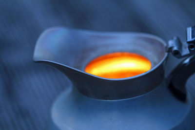 Hot drink glowing in jug