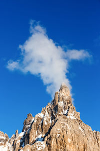 Low angle view of rock formations against blue sky