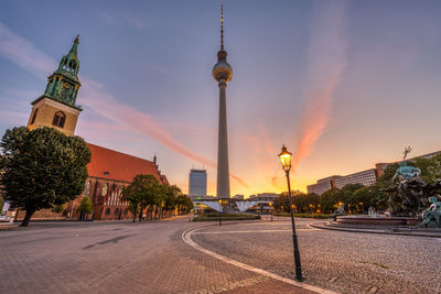 The empty alexanderplatz in berlin before sunrise