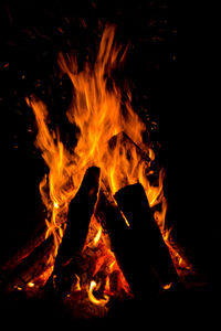 Close-up of bonfire at night