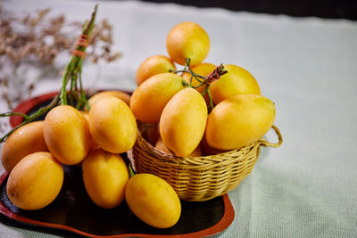 Close-up of tomatoes in basket