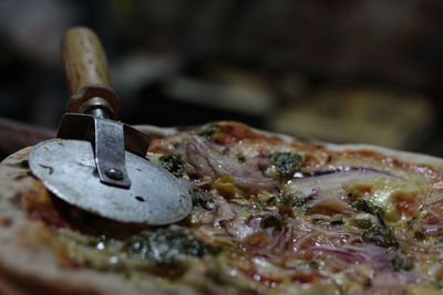 Close-up of pizza in plate